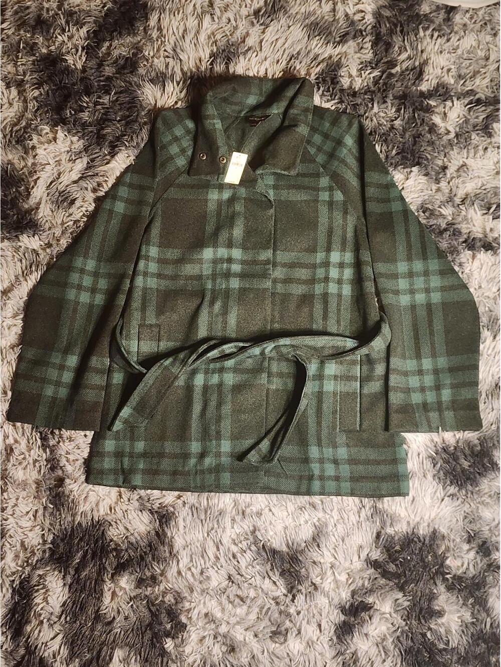 Banana Republic Light-Weight Brushed Jacket Green Plaid Womens M NWT Jacket New